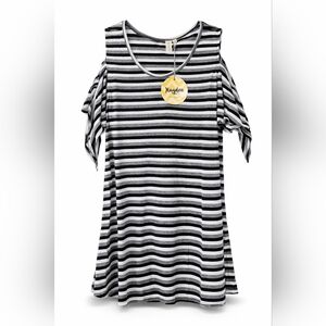Hayden Los Angeles Striped Cold Shoulder Midi Dress | Size L